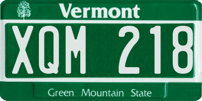 VT license plate XQM218