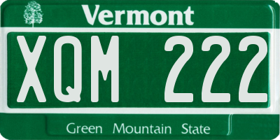 VT license plate XQM222