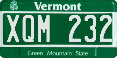 VT license plate XQM232