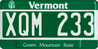 VT license plate XQM233