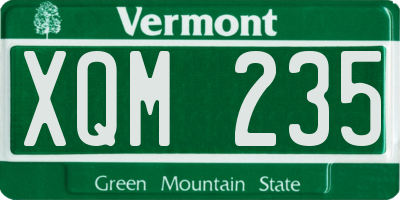 VT license plate XQM235