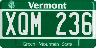 VT license plate XQM236