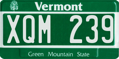 VT license plate XQM239
