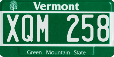 VT license plate XQM258