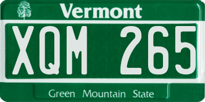 VT license plate XQM265