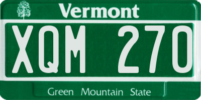 VT license plate XQM270