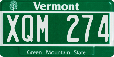 VT license plate XQM274