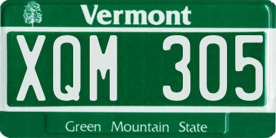 VT license plate XQM305