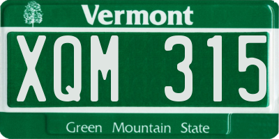 VT license plate XQM315