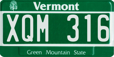 VT license plate XQM316