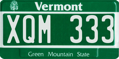 VT license plate XQM333