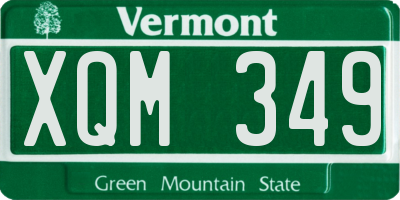 VT license plate XQM349
