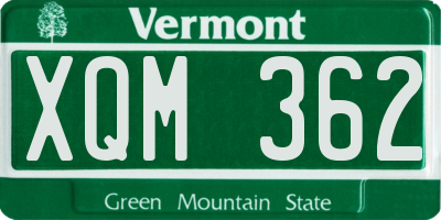 VT license plate XQM362