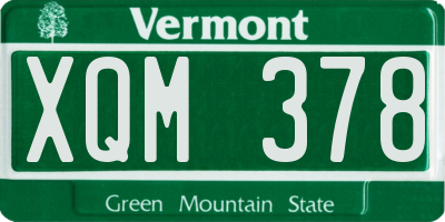 VT license plate XQM378