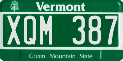 VT license plate XQM387