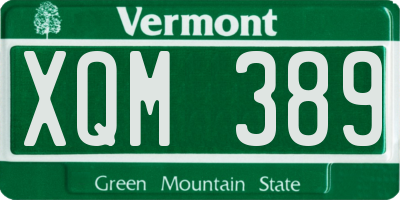 VT license plate XQM389