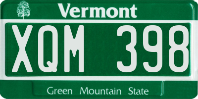 VT license plate XQM398