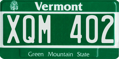 VT license plate XQM402