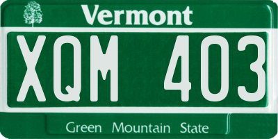 VT license plate XQM403