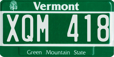 VT license plate XQM418