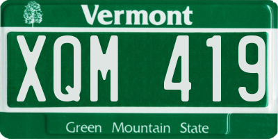 VT license plate XQM419