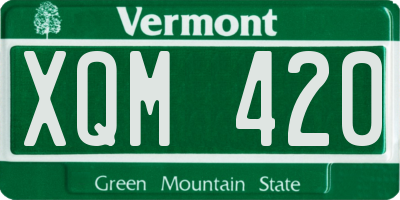 VT license plate XQM420
