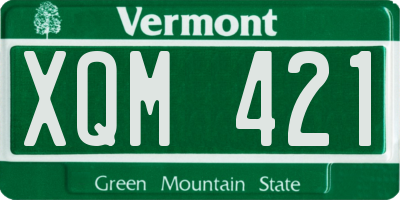 VT license plate XQM421