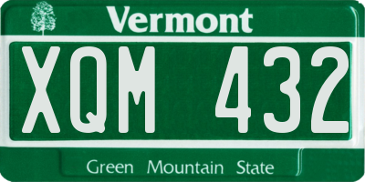 VT license plate XQM432