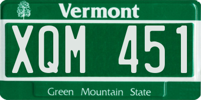 VT license plate XQM451
