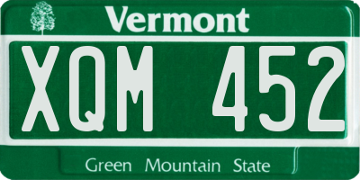 VT license plate XQM452