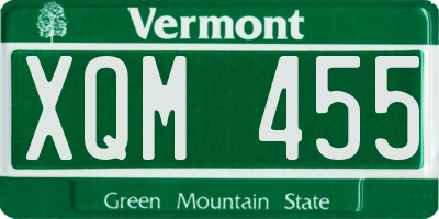VT license plate XQM455