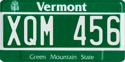 VT license plate XQM456