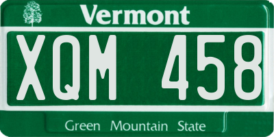 VT license plate XQM458