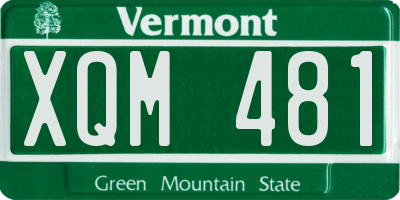 VT license plate XQM481