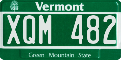 VT license plate XQM482