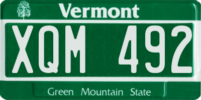 VT license plate XQM492