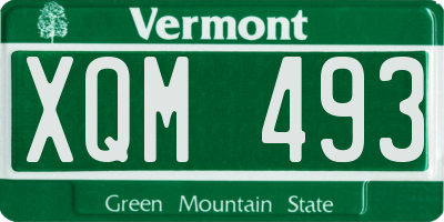 VT license plate XQM493