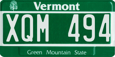VT license plate XQM494