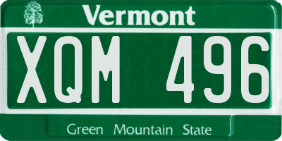 VT license plate XQM496