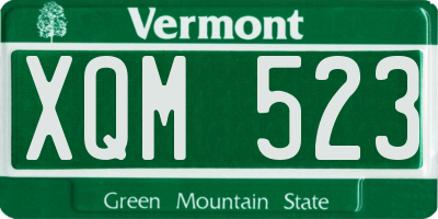 VT license plate XQM523