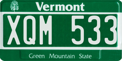 VT license plate XQM533