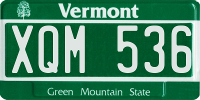 VT license plate XQM536