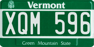 VT license plate XQM596