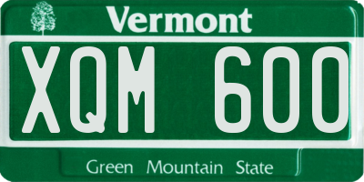 VT license plate XQM600