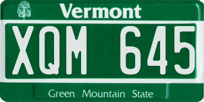 VT license plate XQM645