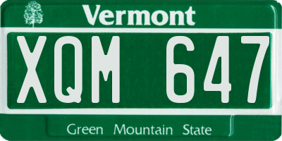 VT license plate XQM647