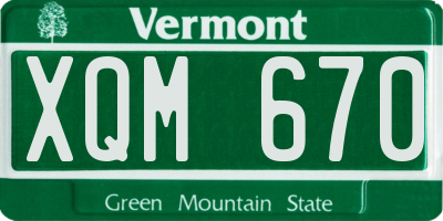VT license plate XQM670