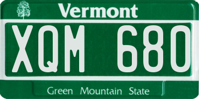 VT license plate XQM680