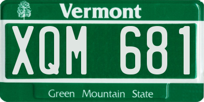 VT license plate XQM681