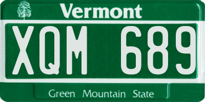 VT license plate XQM689
